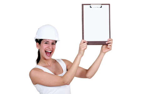 Woman with helmetの写真素材