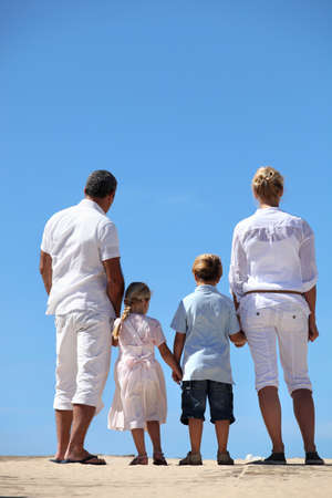Family at the beachの写真素材