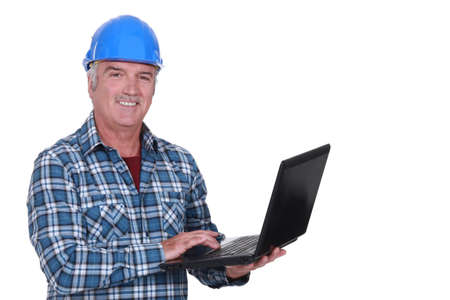 Engineer with a laptopの写真素材