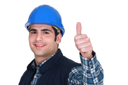 worker doing thumbs up