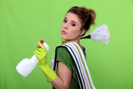 The cleaning green fairyの写真素材
