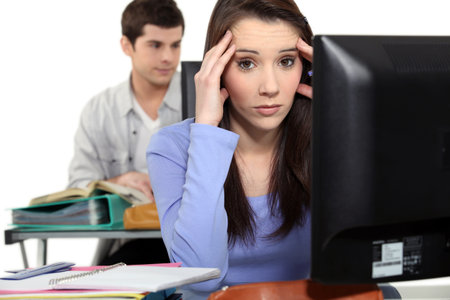 Stressed female student