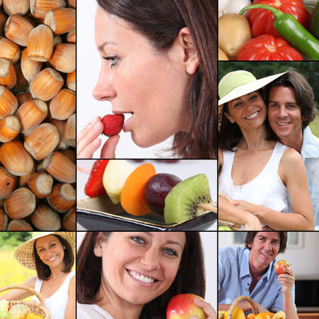 Healthy eating mosaicの写真素材