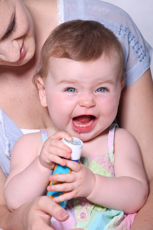 A baby making a funny face 