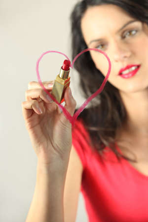 Heart on the mirrorの写真素材