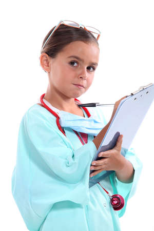 portrait of a little girl in nurse uniformの写真素材