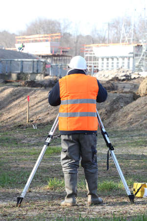 A land surveyor using an altometerの写真素材