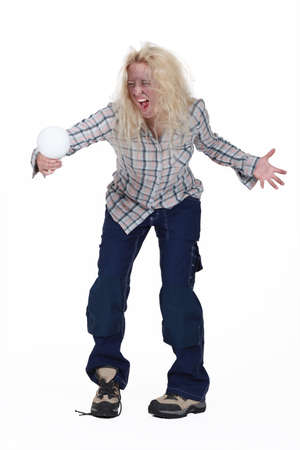 Woman being electrocutedの写真素材