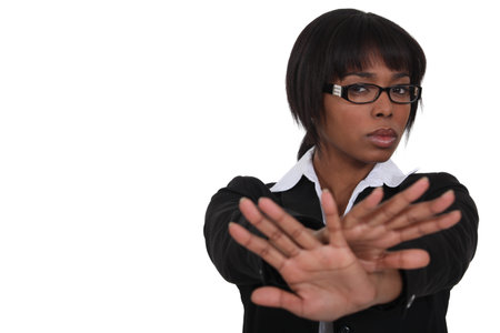 Businesswoman saying no