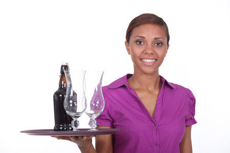 Waitress with beer tray
