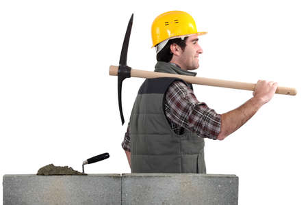 Worker with a pickaxeの写真素材