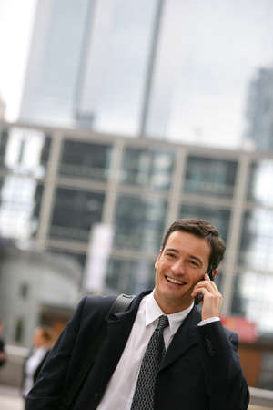 Commuter with a cellphoneの写真素材