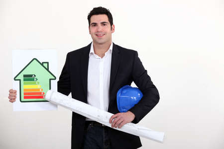 Man with flat energy cartelの写真素材