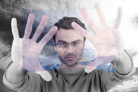 Abstract shot of man touching screen