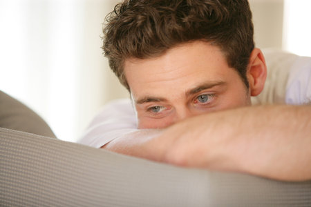 Man worrying about his problemsの写真素材