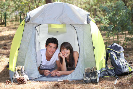 Teenagers campingの写真素材