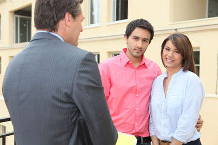 Couple thinking of buying their first houseの写真素材