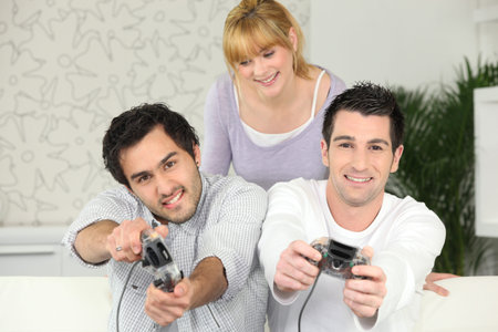 Friends playing video games
