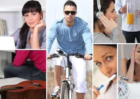 Morning life themed collageの写真素材