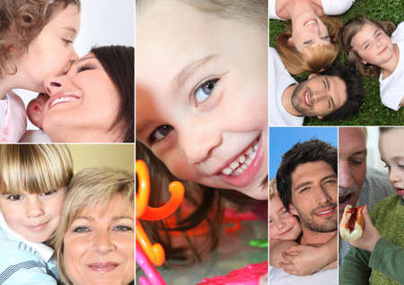 children with parents or grandparentsの写真素材
