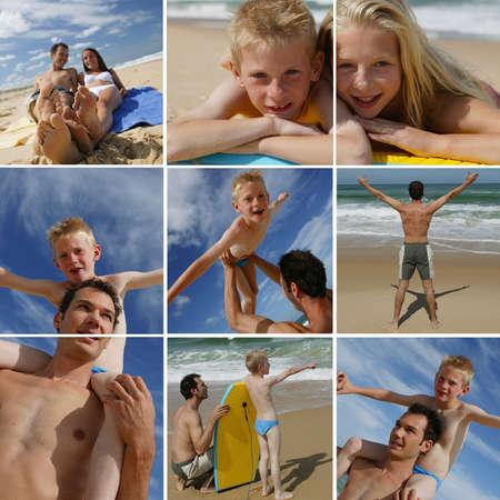 a family on the beachの写真素材