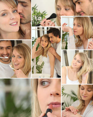 Collage of a beautiful womanの写真素材