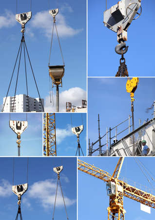 Montage of construction cranesの写真素材