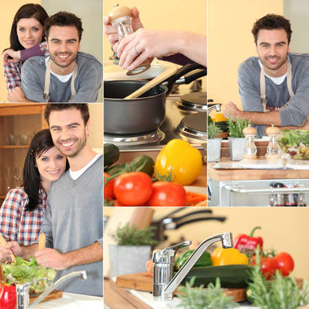 happy couple enjoying cookingの写真素材