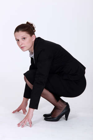 Businesswoman ready to raceの写真素材