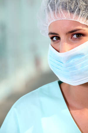 nurse wearing surgical maskの写真素材