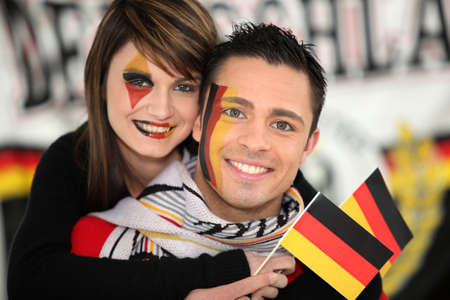 Couple supporting the German football teamの写真素材