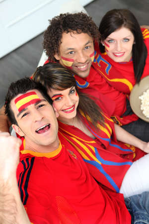 Spanish football fans at homeの写真素材