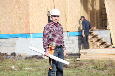 foreman on construction siteの写真素材