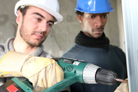 Electricians on construction site