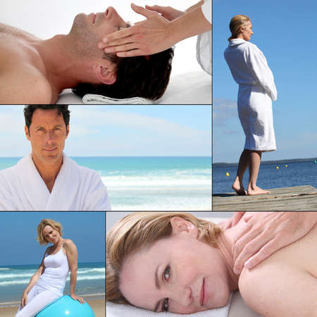 Wellbeing and massage themed collageの写真素材