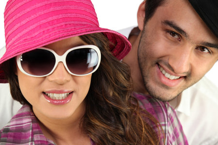 Young people with trendy clothingの写真素材