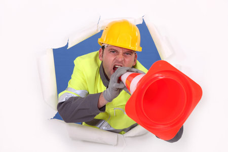 Man shouting into megaphone