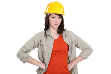 Confident young female builderの写真素材