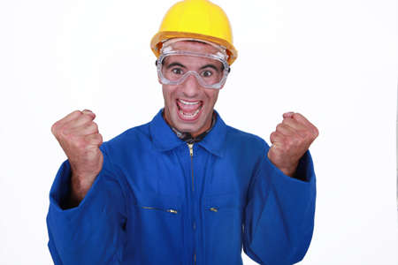 Ecstatic construction workerの写真素材