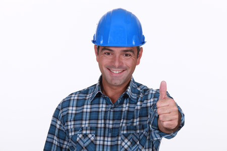 Thumbs up from a construction worker