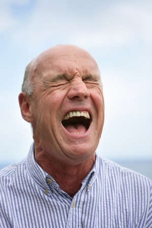 Senior man shoutingの写真素材