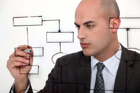 businessman drawing chart