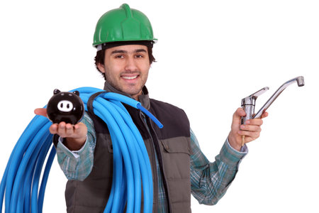 Craftsman with and piggy bank