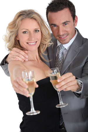 Couple drinking champagneの写真素材
