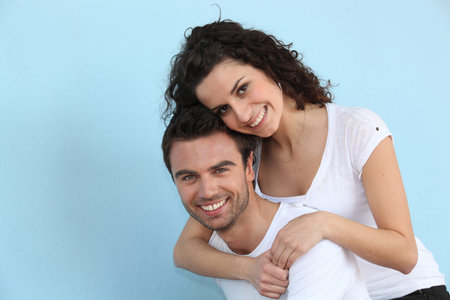 Woman embracing her boyfriend
