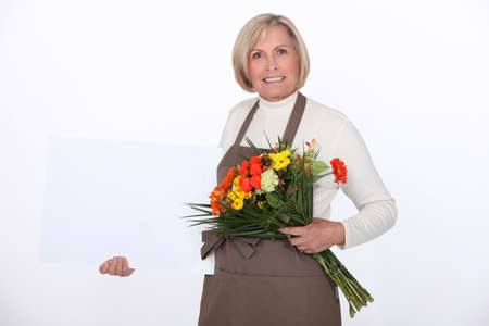 Florist showing posterの写真素材