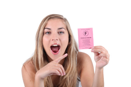 girl with driving licenseの写真素材