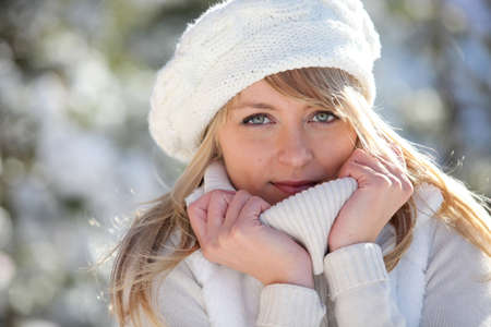 woman wearing warm clothesの写真素材