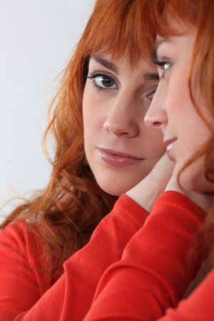 Portrait of redhead girlの写真素材