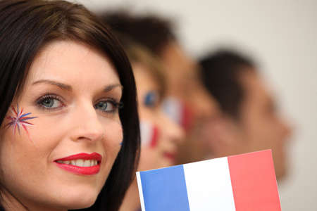 Row of French football supportersの写真素材